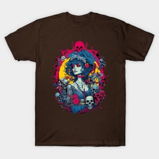 Goth Girl with skulls T-Shirt